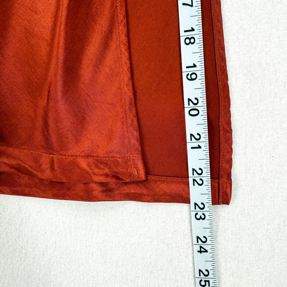 ENZA COSTA Satin Bias Slip Skirt Womens Large Umber Rust Midi Maxi Side Slit NEW - Picture 10 of 16